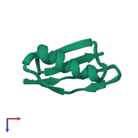 PDB entry 1gb1 coloured by chain, ensemble of 60 models, top view.