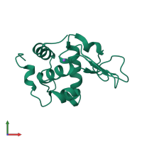 PDB entry 1gb3 coloured by chain, front view.