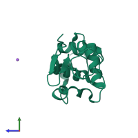 PDB entry 1gbw coloured by chain, side view.