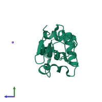 PDB entry 1gbx coloured by chain, side view.