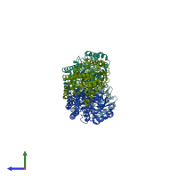 PDB entry 1gc4 coloured by chain, side view.