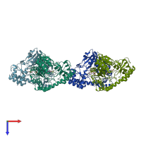 PDB entry 1gc4 coloured by chain, top view.