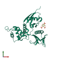PDB entry 1gc6 coloured by chain, front view.