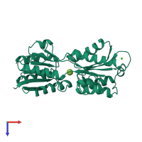 PDB entry 1gca coloured by chain, top view.