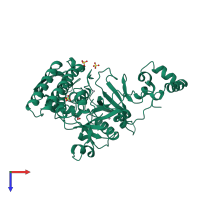 PDB entry 1gcb coloured by chain, top view.