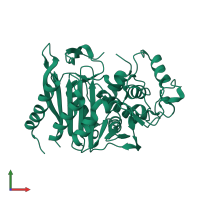 PDB entry 1gce coloured by chain, front view.
