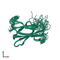 PDB entry 1gcf coloured by chain, ensemble of 12 models, front view.