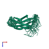 PDB entry 1gcf coloured by chain, ensemble of 12 models, top view.