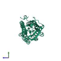 PDB entry 1gcg coloured by chain, side view.