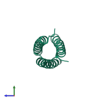 General control transcription factor GCN4 in PDB entry 1gcm, assembly 1, side view.