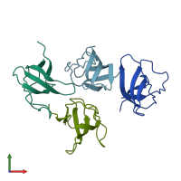 PDB entry 1gcp coloured by chain, front view.