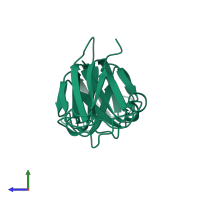 PDB entry 1gcs coloured by chain, side view.