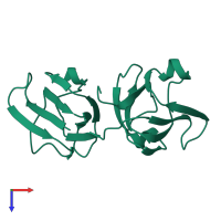 PDB entry 1gcs coloured by chain, top view.