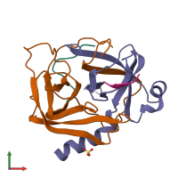 PDB entry 1gct coloured by chain, front view.