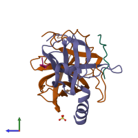 PDB entry 1gct coloured by chain, side view.