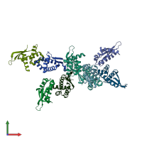 PDB entry 1gd8 coloured by chain, front view.