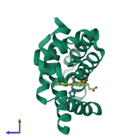 PDB entry 1gdi coloured by chain, side view.