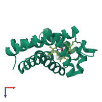 PDB entry 1gdi coloured by chain, top view.