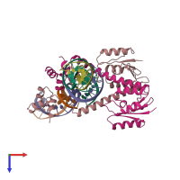 PDB entry 1gdt coloured by chain, top view.