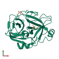 PDB entry 1gdu coloured by chain, front view.