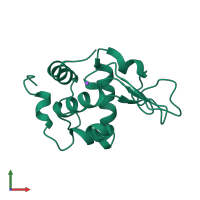 PDB entry 1ge3 coloured by chain, front view.