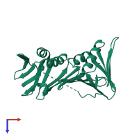 PDB entry 1ge8 coloured by chain, top view.