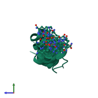 PDB entry 1gea coloured by chain, ensemble of 25 models, side view.