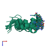 PDB entry 1gea coloured by chain, ensemble of 25 models, top view.