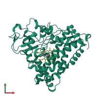 PDB entry 1geb coloured by chain, front view.