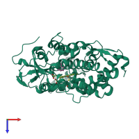 PDB entry 1geb coloured by chain, top view.