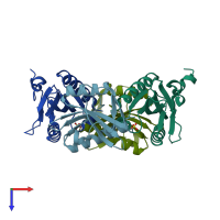 PDB entry 1gef coloured by chain, top view.