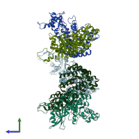 PDB entry 1geh coloured by chain, side view.