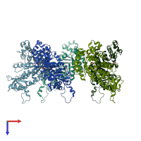 PDB entry 1geh coloured by chain, top view.
