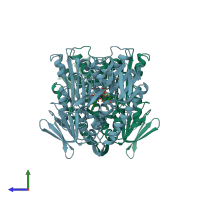 PDB entry 1ges coloured by chain, side view.