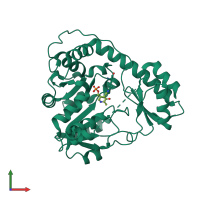 PDB entry 1gew coloured by chain, front view.