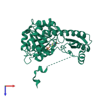 PDB entry 1gew coloured by chain, top view.