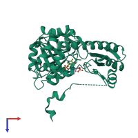 PDB entry 1gex coloured by chain, top view.