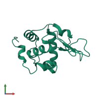 Lysozyme C in PDB entry 1gf7, assembly 1, front view.