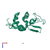 PDB entry 1gf9 coloured by chain, top view.