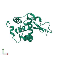 Lysozyme C in PDB entry 1gfa, assembly 1, front view.