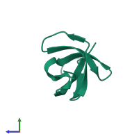 PDB entry 1gfc coloured by chain, side view.