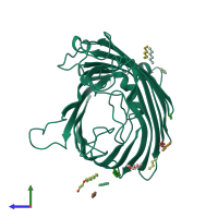 PDB entry 1gfm coloured by chain, side view.