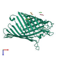 PDB entry 1gfq coloured by chain, top view.