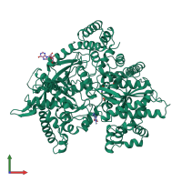 PDB entry 1gfz coloured by chain, front view.
