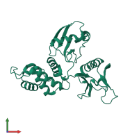 Monomeric assembly 1 of PDB entry 1gg3 coloured by chemically distinct molecules, front view.