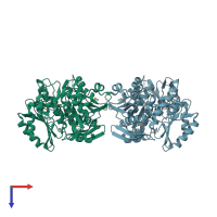 PDB entry 1gg4 coloured by chain, top view.