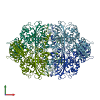 PDB entry 1gg9 coloured by chain, front view.
