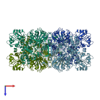 PDB entry 1gg9 coloured by chain, top view.