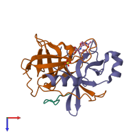 PDB entry 1ggd coloured by chain, top view.