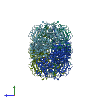 PDB entry 1ggj coloured by chain, side view.